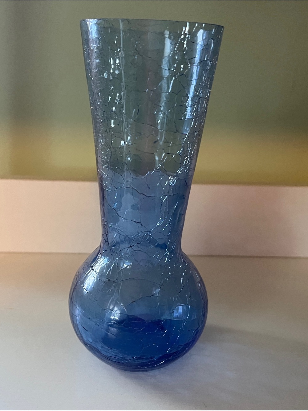 Blue Crackle Glass Bulb Vase - Home Accents Vases